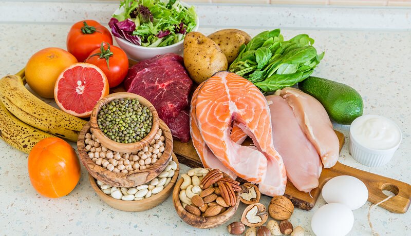 Assorted-healthy-foods-for-scalp-health-and-hair-growth