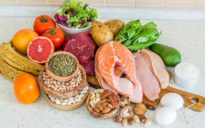 Assorted-healthy-foods-for-scalp-health-and-hair-growth